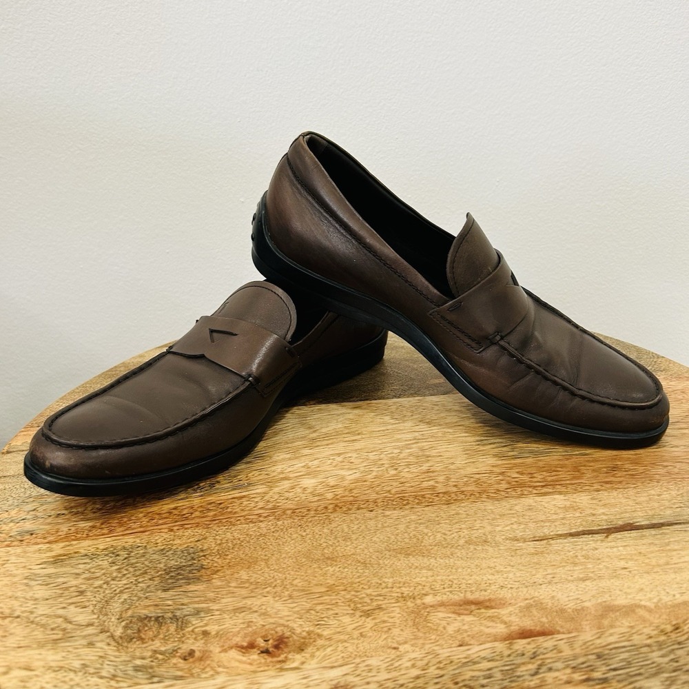 Tod's brown calfskin Italian penny loafers Men's Size 8